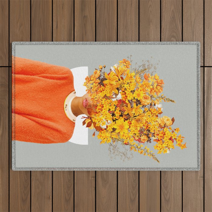 I Saw You Flower in the reflection of my Soul Outdoor Rug Gallery Image 1