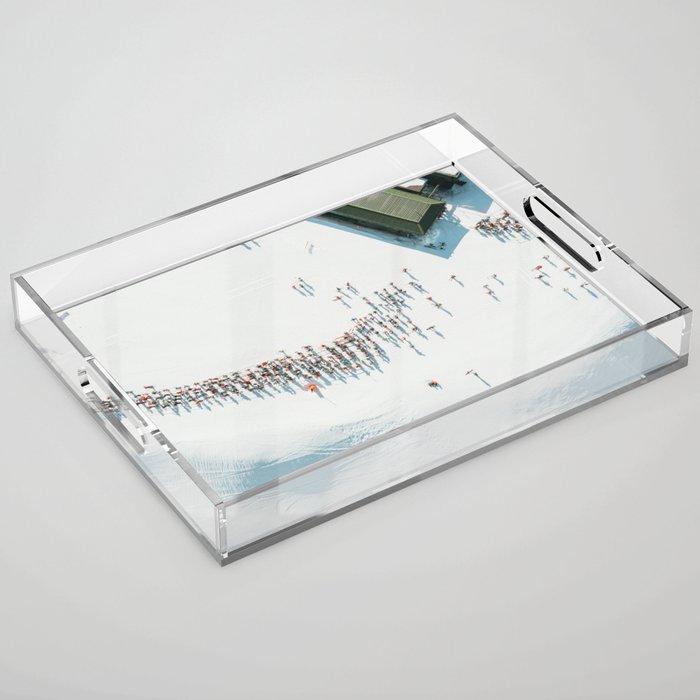 Aerial shot of ski resort Acrylic Tray Gallery Image 1