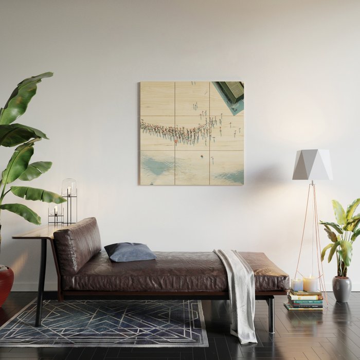 Aerial shot of ski resort Wood Wall Art Gallery Image 2