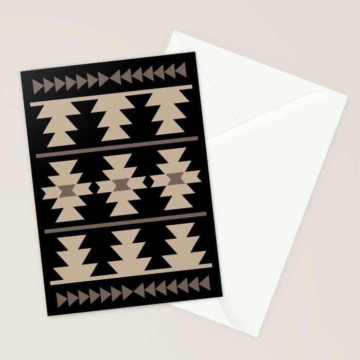 Southwestern Pattern 132 Black and Beige Stationery Card Gallery Image 2