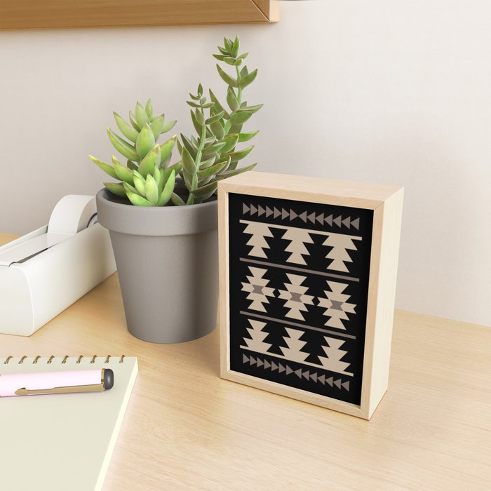 Southwestern Pattern 132 Black and Beige Mini Art Print Gallery Image 2