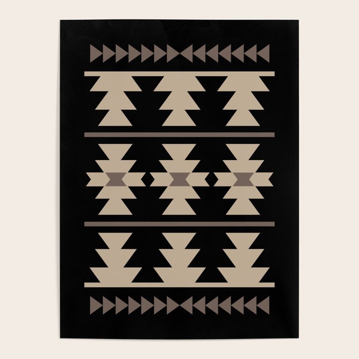Southwestern Pattern 132 Black and Beige Poster Gallery Image 1