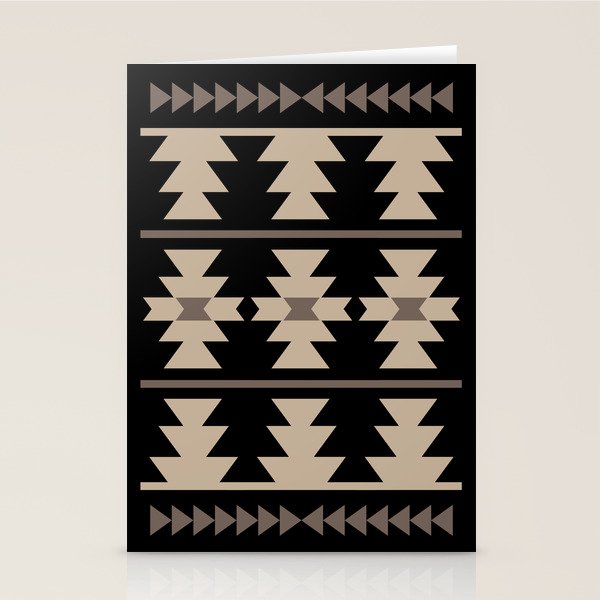 Southwestern Pattern 132 Black and Beige Stationery Card Gallery Image 2