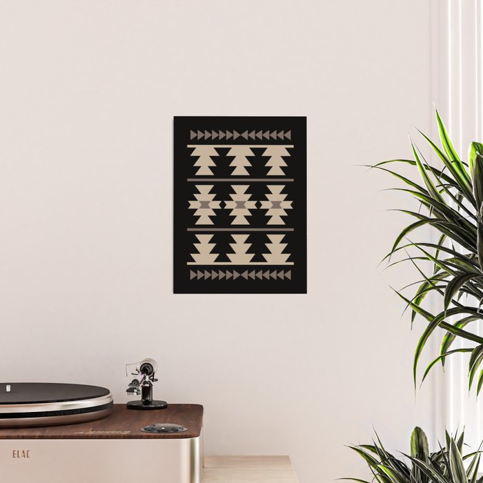 Southwestern Pattern 132 Black and Beige Poster Gallery Image 2