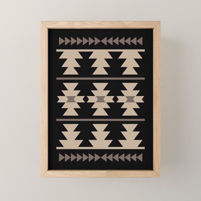 Southwestern Pattern 132 Black and Beige Mini Art Print Gallery Image 1