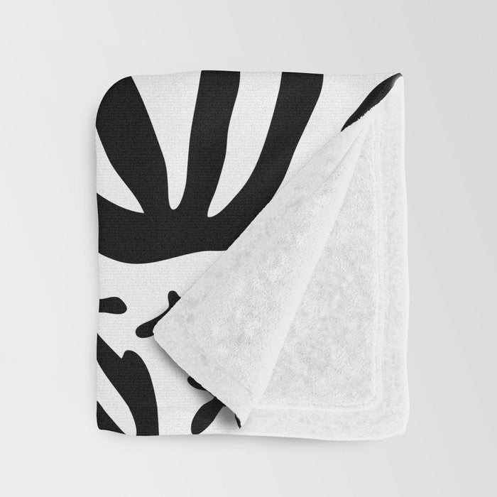 Black and white tropical summer nature pattern Throw Blanket Gallery Image 3