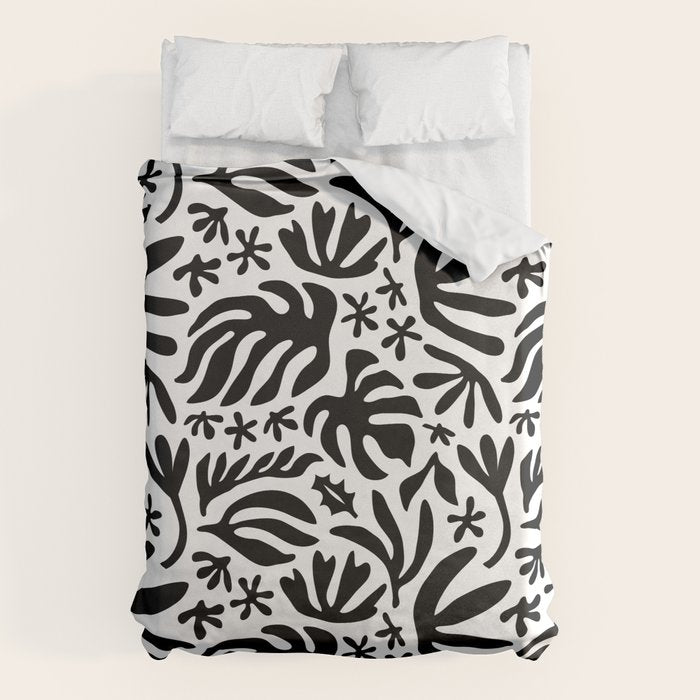 Black and white tropical summer nature pattern Duvet Cover Gallery Image 6