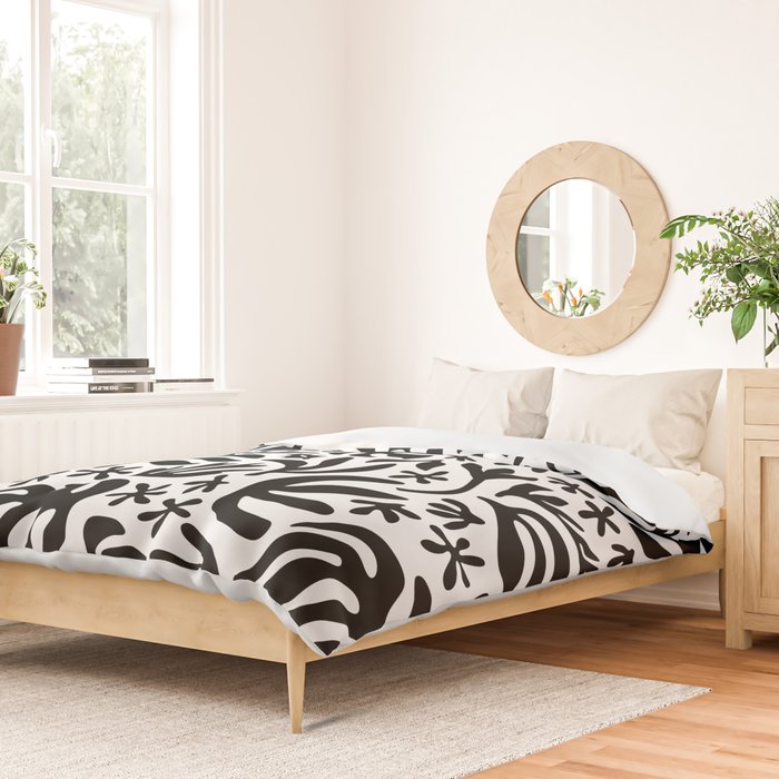 Black and white tropical summer nature pattern Duvet Cover Gallery Image 2