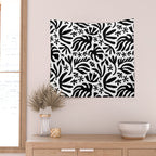 Black and white tropical summer nature pattern Wall Tapestry Gallery Image 2