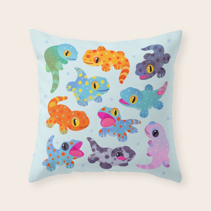 Tokay gecko - bright Throw Pillow Gallery Image 1