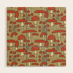 Red Cap Mushrooms on Sage Green Wood Wall Art Gallery Image 1