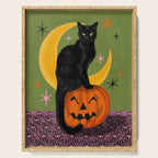 Black Cat - Moonlit Mischief on Halloween Serving Tray Gallery Image 1