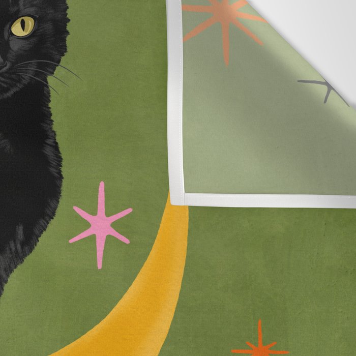 Black Cat - Moonlit Mischief on Halloween Wall Tapestry Gallery Image 3
