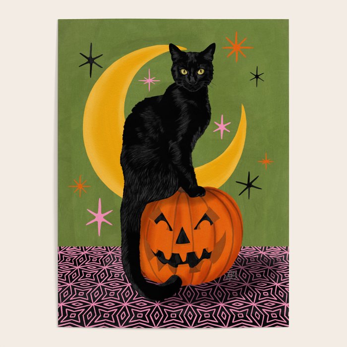 Black Cat - Moonlit Mischief on Halloween Poster Gallery Image 4