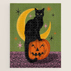 Black Cat - Moonlit Mischief on Halloween Jigsaw Puzzle Gallery Image 1