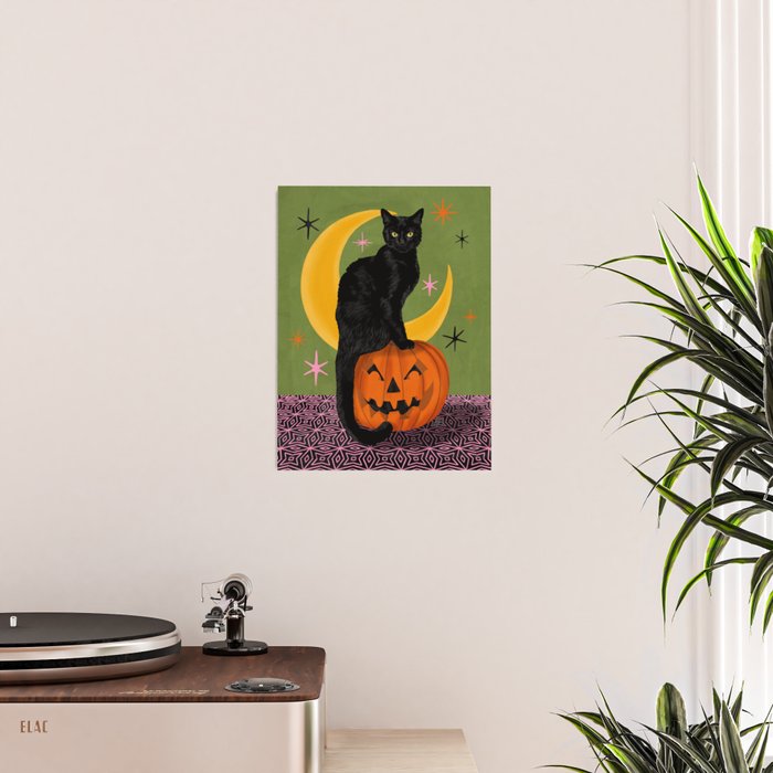 Black Cat - Moonlit Mischief on Halloween Poster Gallery Image 2