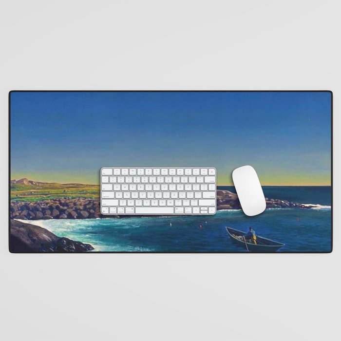 The Trapper, Winter Mountain landscape painting by Rockwell Kent Desk Mat Gallery Image 1