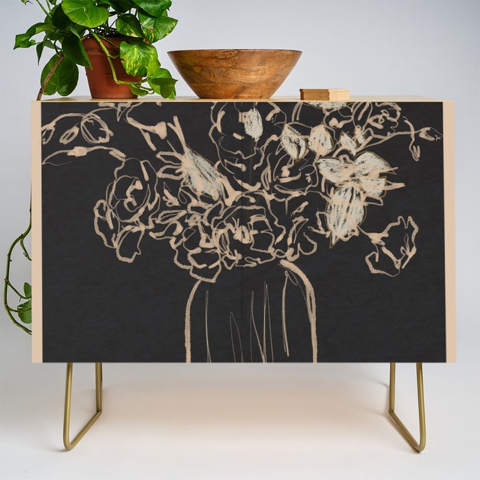 Minimalist Flowers In A Vase 4 Credenza Gallery Image 1