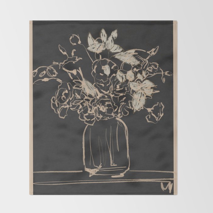 Minimalist Flowers In A Vase 4 Throw Blanket Gallery Image 2