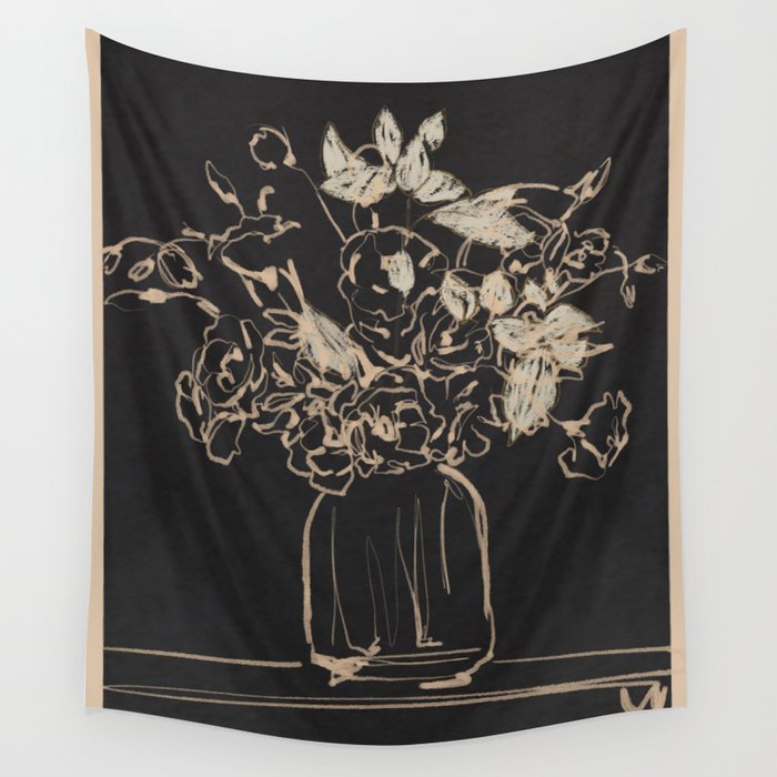 Minimalist Flowers In A Vase 4 Wall Tapestry Gallery Image 1