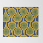 Mid Century Modern Atomic Drops Pattern Green Mustard Blue Throw Blanket Gallery Image 2