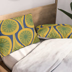 Mid Century Modern Atomic Drops Pattern Green Mustard Blue Pillow Sham Gallery Image 2