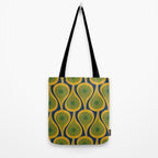 Mid Century Modern Atomic Drops Pattern Green Mustard Blue Tote Bag Gallery Image 2