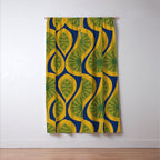Mid Century Modern Atomic Drops Pattern Green Mustard Blue Window Curtain Gallery Image 3