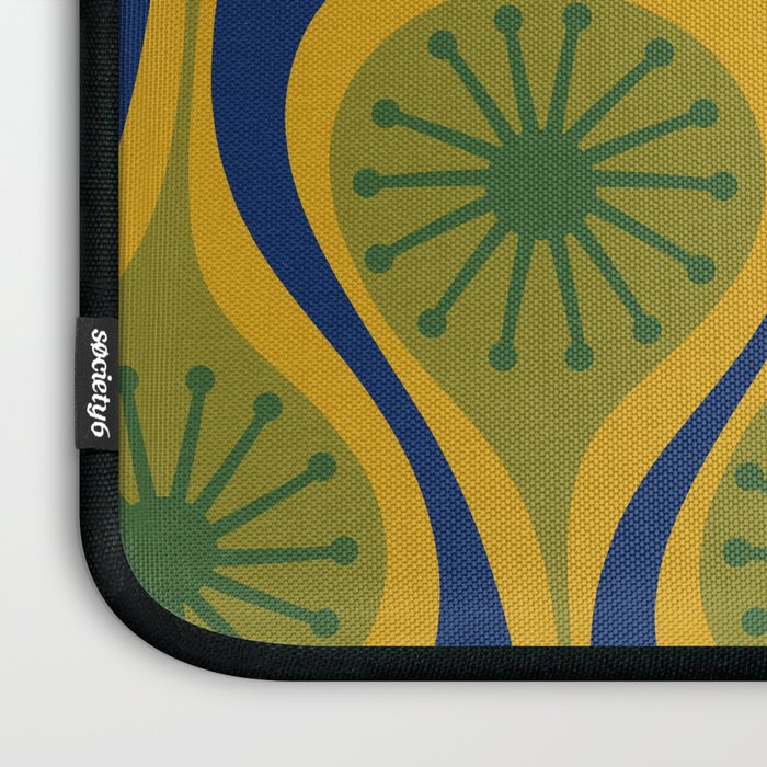 Mid Century Modern Atomic Drops Pattern Green Mustard Blue Laptop Sleeve Gallery Image 3