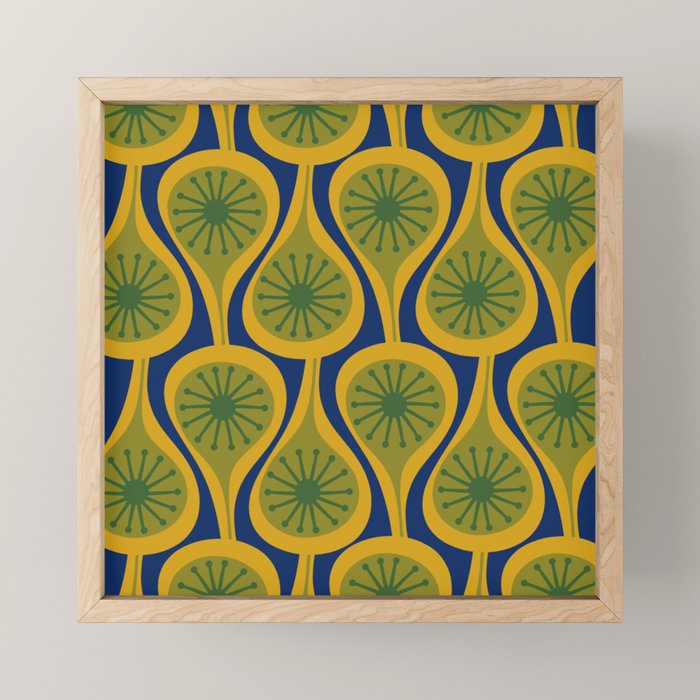 Mid Century Modern Atomic Drops Pattern Green Mustard Blue Mini Art Print Gallery Image 1