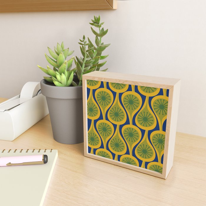 Mid Century Modern Atomic Drops Pattern Green Mustard Blue Mini Art Print Gallery Image 2
