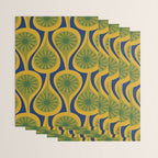 Mid Century Modern Atomic Drops Pattern Green Mustard Blue Wrapping Paper Gallery Image 3