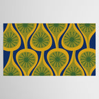 Mid Century Modern Atomic Drops Pattern Green Mustard Blue Tablecloth Gallery Image 2