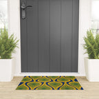 Mid Century Modern Atomic Drops Pattern Green Mustard Blue Welcome Mat Gallery Image 3