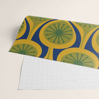 Mid Century Modern Atomic Drops Pattern Green Mustard Blue Wrapping Paper Gallery Image 2