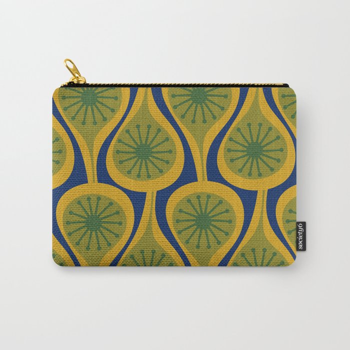 Mid Century Modern Atomic Drops Pattern Green Mustard Blue Carry All Pouch Gallery Image 1