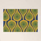 Mid Century Modern Atomic Drops Pattern Green Mustard Blue Welcome Mat Gallery Image 1