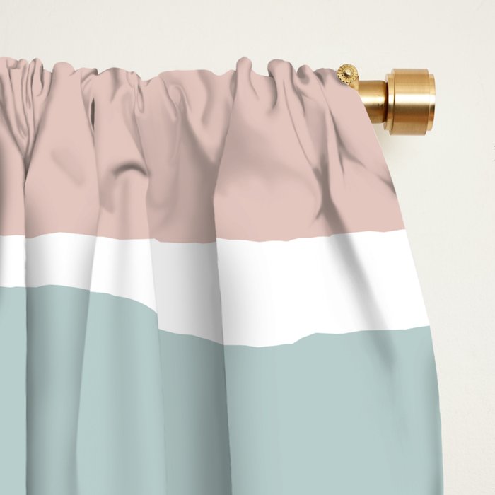 Festive, Abstract, Stripes Pattern, Pink, Green, White Window Curtain Gallery Image 2