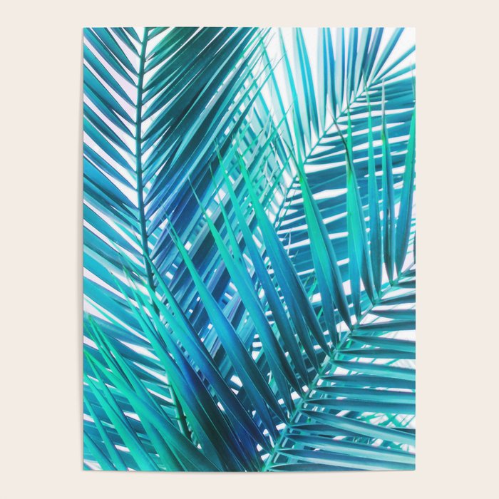 Turquoise Palm Leaves Poster Gallery Image 1