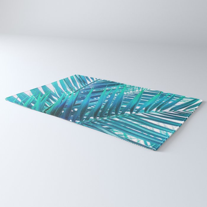 Turquoise Palm Leaves Rug Gallery Image 3