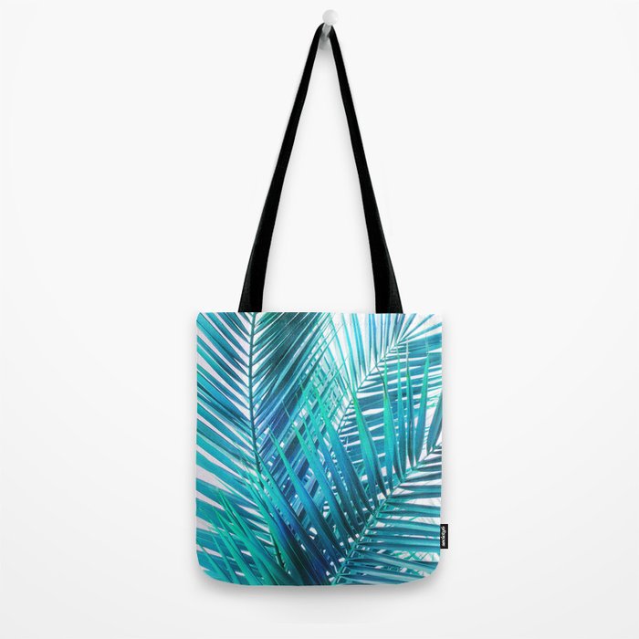 Turquoise Palm Leaves Tote Bag Gallery Image 2