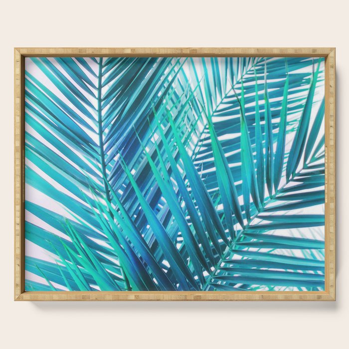 Turquoise Palm Leaves Serving Tray Gallery Image 1