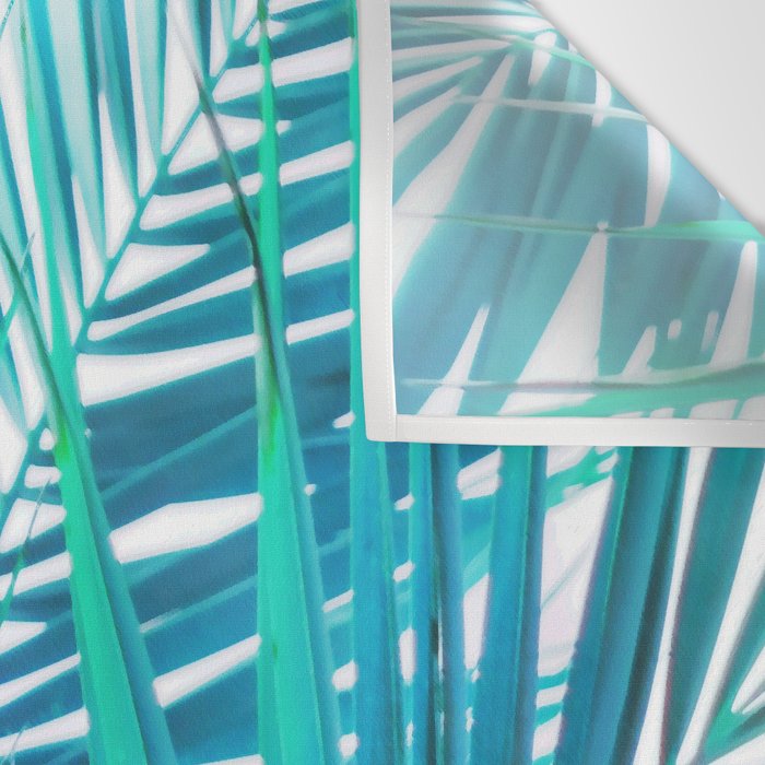 Turquoise Palm Leaves Wall Tapestry Gallery Image 3