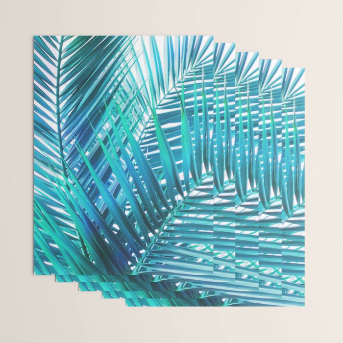 Turquoise Palm Leaves Wrapping Paper Gallery Image 3