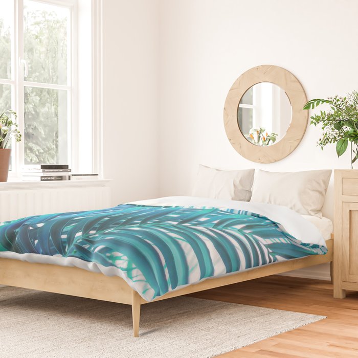 Turquoise Palm Leaves Duvet Cover Gallery Image 2