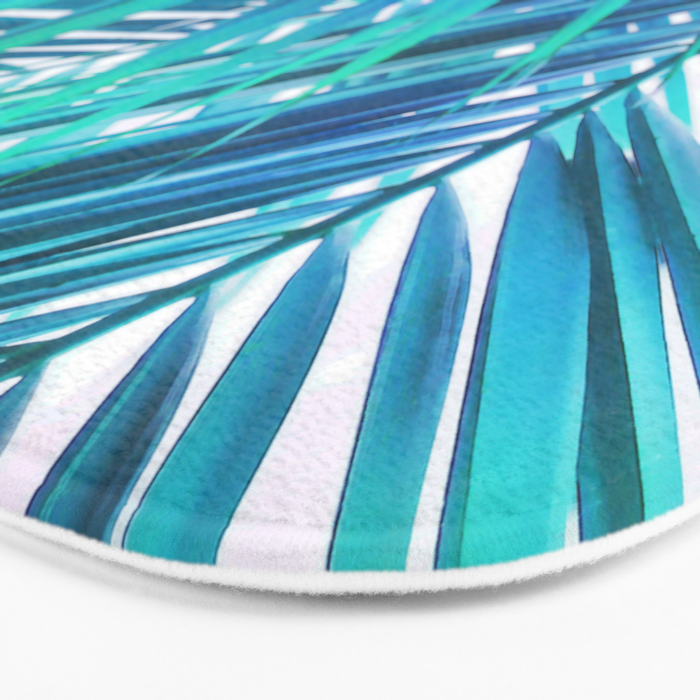 Turquoise Palm Leaves Bath Mat Gallery Image 3