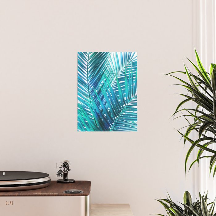 Turquoise Palm Leaves Poster Gallery Image 2