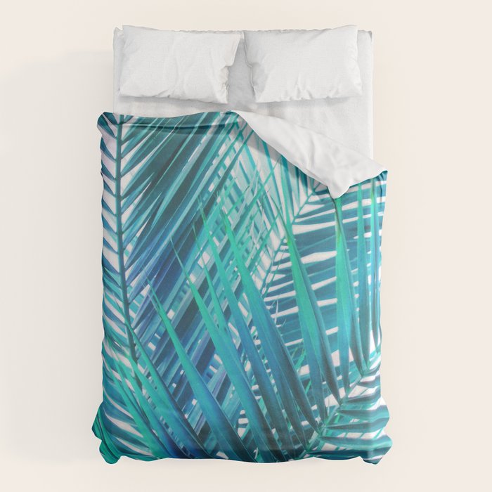 Turquoise Palm Leaves Duvet Cover Gallery Image 1