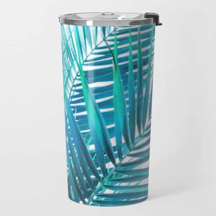 Turquoise Palm Leaves Travel Mug Gallery Image 2