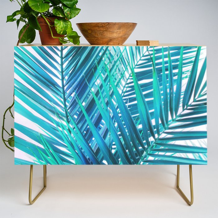 Turquoise Palm Leaves Credenza Gallery Image 1